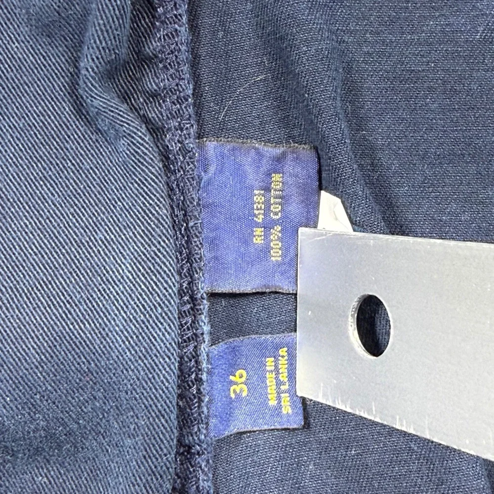 Polo Ralph Lauren Mens Navy Blue Pleated Chino Shorts 36 Cotton Classic Fit